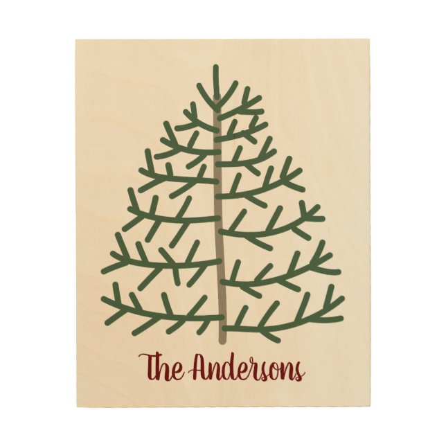 Fingerprint Christmas Tree Family Holiday Keepsake Wood Wall Art (Front)
