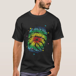 Fingerprint Colors Notes Musical Music Player Soun T-Shirt