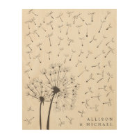 Fingerprint Dandelions Wedding Guestbook Wood Sign