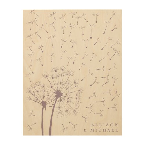 Fingerprint Dandelions Wedding Guestbook Wood Sign