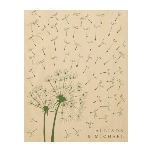 Fingerprint Dandelions Wedding Guestbook Wood Sign