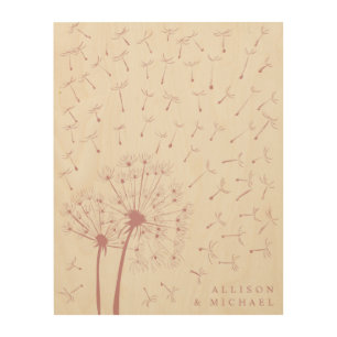 Fingerprint Dandelions Wedding Guestbook Wood Sign