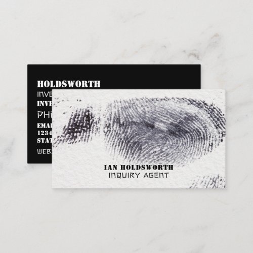 Fingerprint Design Private Detective Investigator Business Card