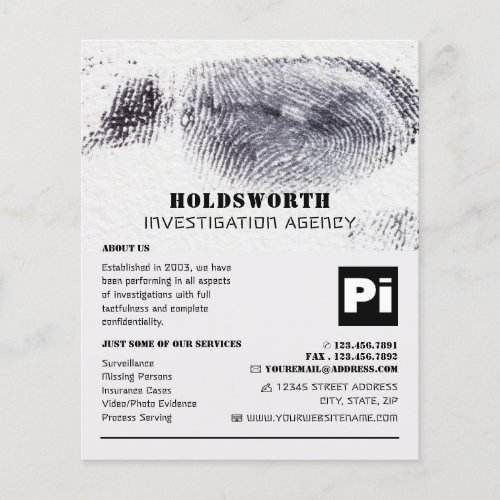 Fingerprint Design Private Detective Investigator Flyer