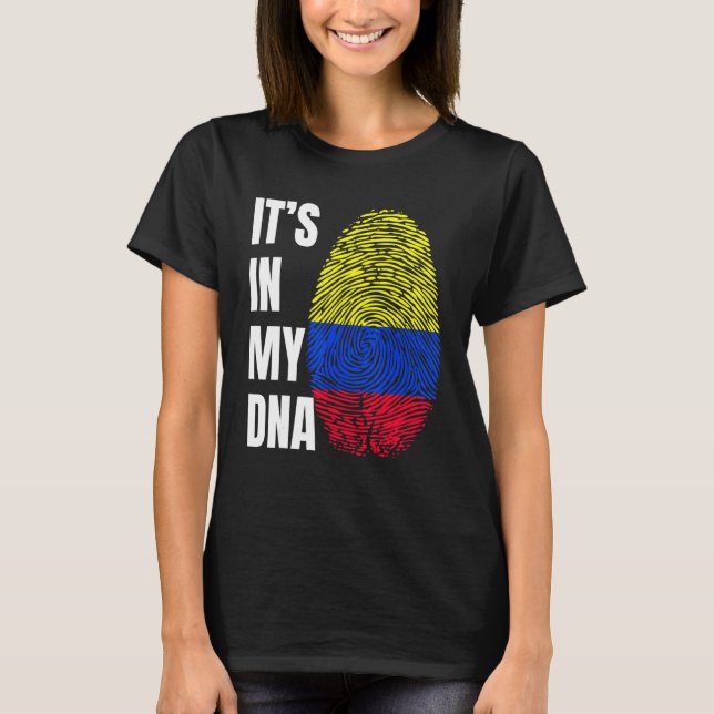 Fingerprint DNA Biometry Colombian Flag Colombia T-Shirt (Front)