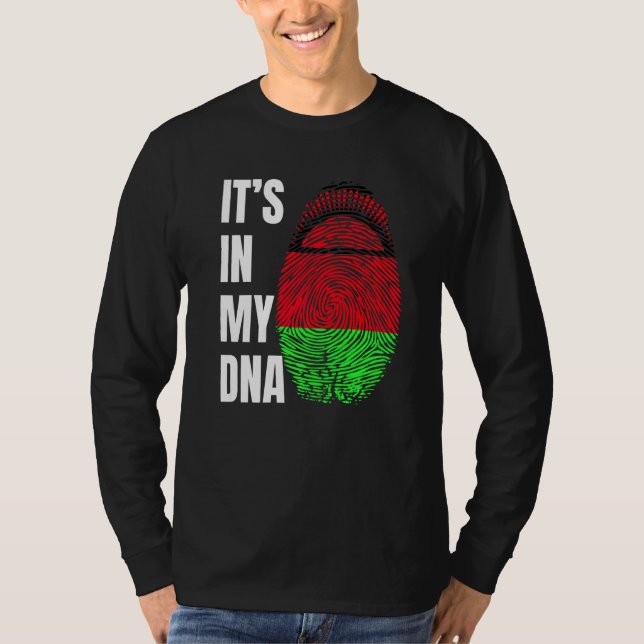 Fingerprint DNA Biometry Flag Malawi   T-Shirt (Front)