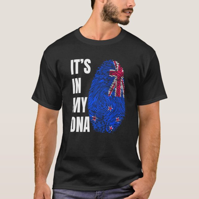Fingerprint DNA Biometry Flag New Zealand   T-Shirt (Front)