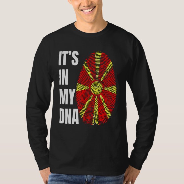 Fingerprint DNA Biometry Flag North Macedonia T-Shirt (Front)