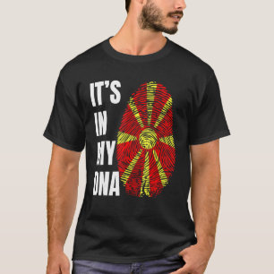 Fingerprint DNA Biometry Flag North Macedonia T-Shirt