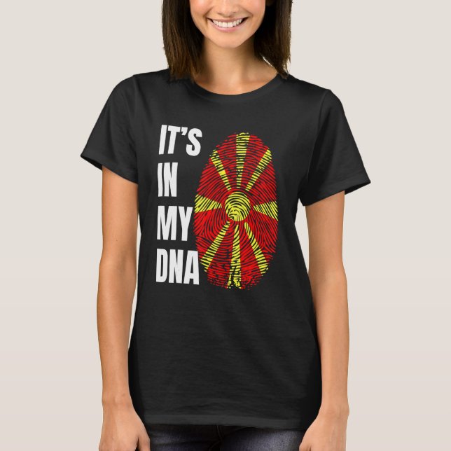 Fingerprint DNA Biometry Flag North Macedonia T-Shirt (Front)