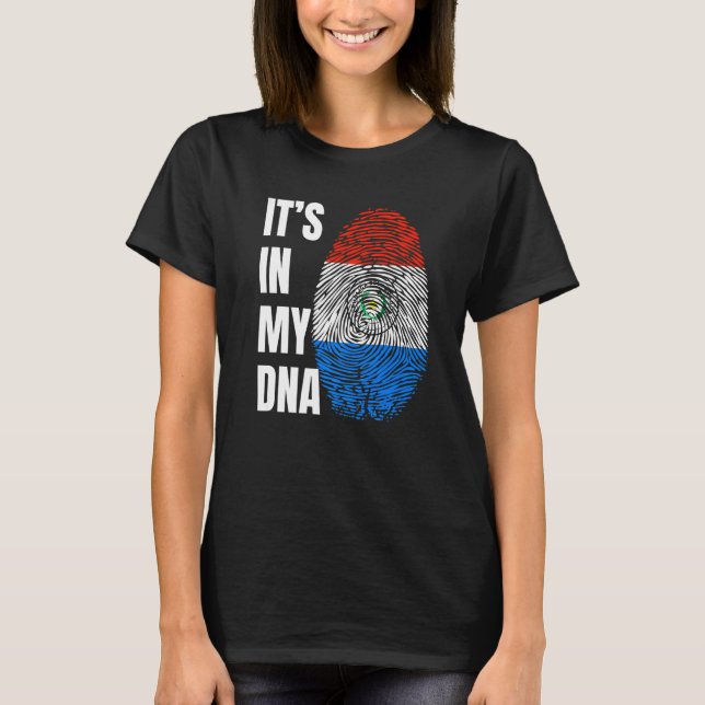 Fingerprint DNA Biometry Flag Paraguay   T-Shirt (Front)