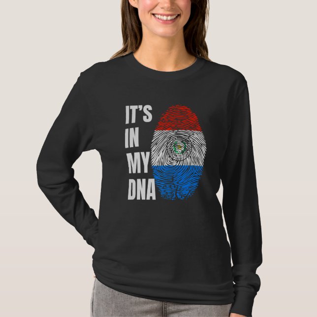 Fingerprint DNA Biometry Flag Paraguay   T-Shirt (Front)