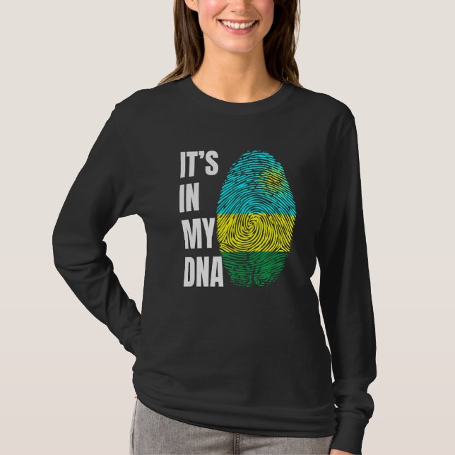 Fingerprint DNA Biometry Flag Rwanda T-Shirt (Front)