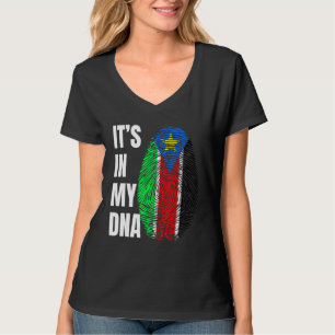 Fingerprint DNA Biometry Flag South Sudan T-Shirt