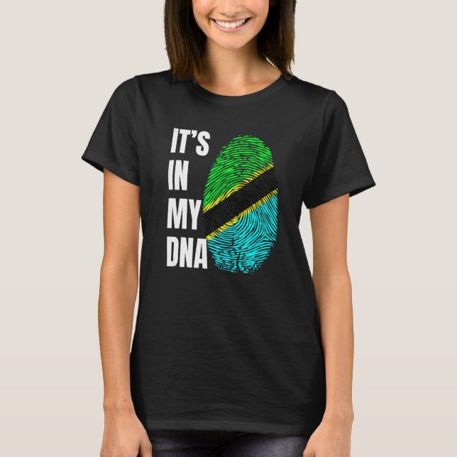 Fingerprint DNA Biometry Flag Tanzania   T-Shirt (Front)