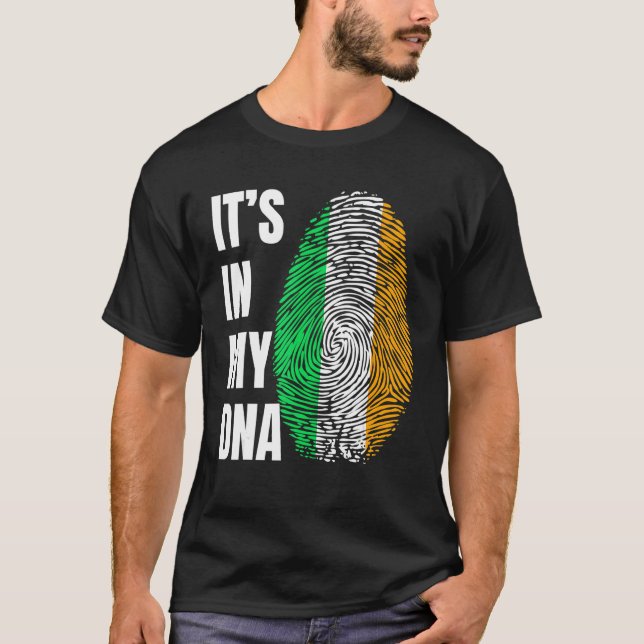 Fingerprint DNA Biometry Irish Flag Ireland T-Shirt (Front)