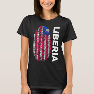 Fingerprint DNA Biometry Liberian Flag Liberia T-Shirt