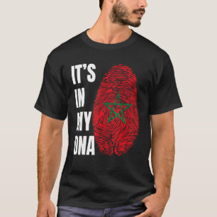 Fingerprint DNA Biometry Moroccan Flag Morocco T-Shirt