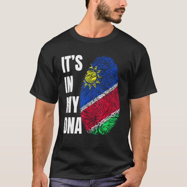 Fingerprint DNA Biometry Namibia Flag T-Shirt (Front)