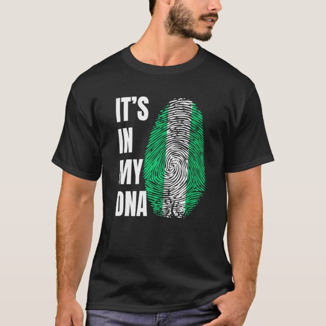 Fingerprint DNA Biometry Nigerian Flag Nigeria   T-Shirt (Front)