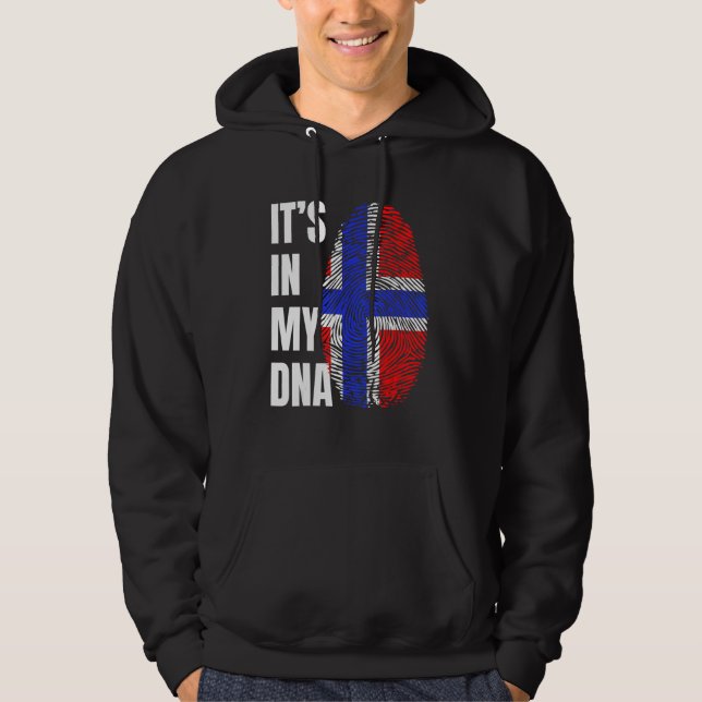 Fingerprint DNA Biometry Norwegian Flag Hoodie (Front)