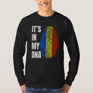 Fingerprint DNA Biometry Romanian Flag Romania   T-Shirt