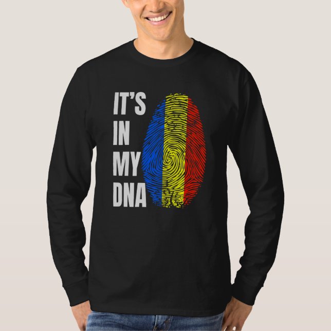 Fingerprint DNA Biometry Romanian Flag Romania   T-Shirt (Front)