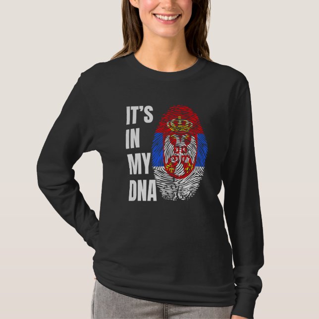 Fingerprint DNA Biometry Serbian Flag   T-Shirt (Front)