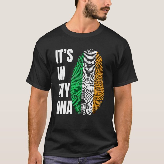 Fingerprint DNA St Patrick's Day Irish Flag Irelan T-Shirt (Front)