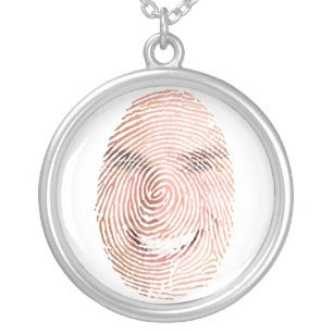Fingerprint Face Keepsake Charm Silver Plated Necklace
