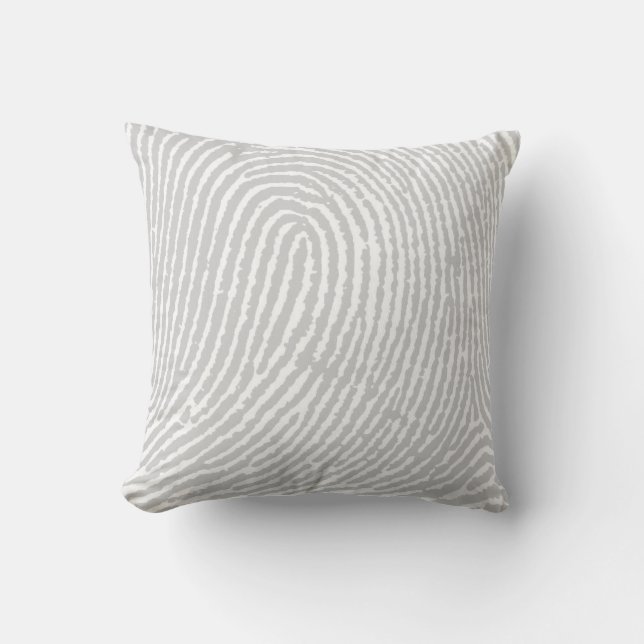 Fingerprint  Gray Throw Pillow (Front)