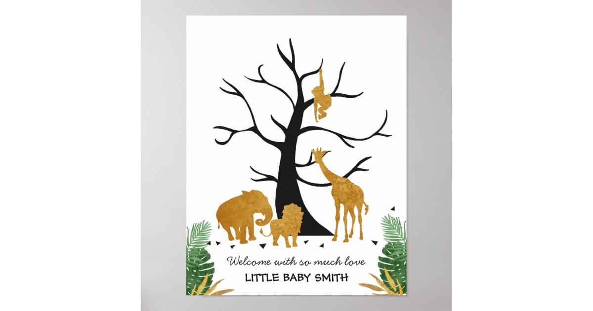 Fingerprint guestbook Tree Safari Animals Jungle | Zazzle Fingerprint guestbook Tree Safari Animals Jungle | Zazzle