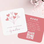 Fingerprint Heart Balloons Event Planner QR Code Square Business Card<br><div class="desc">These cool,  modern business cards would be perfect for event planner or any other service/occupation. Easily add your details by clicking on the "personalize this template" option.</div>