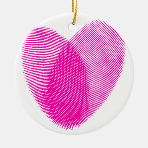 Fingerprint Heart Ceramic Ornament