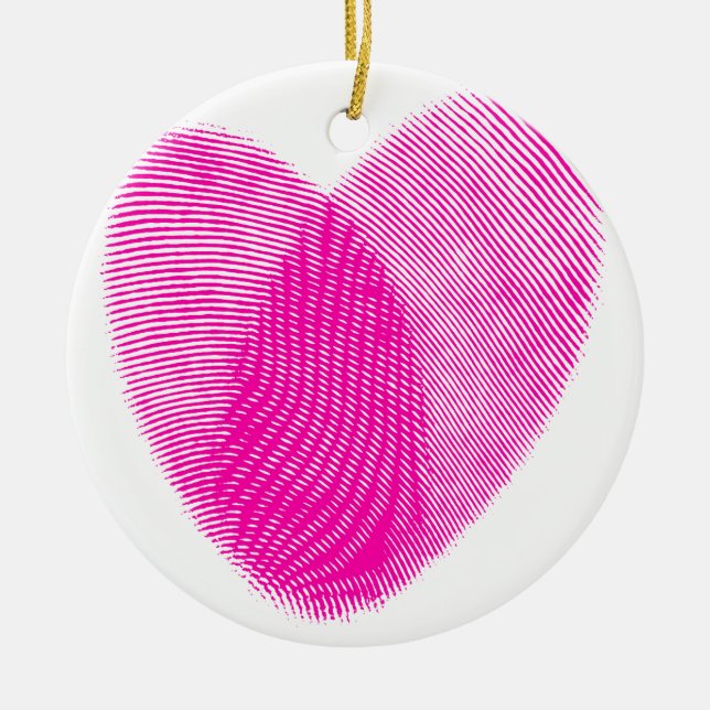 Fingerprint Heart Ceramic Ornament (Front)