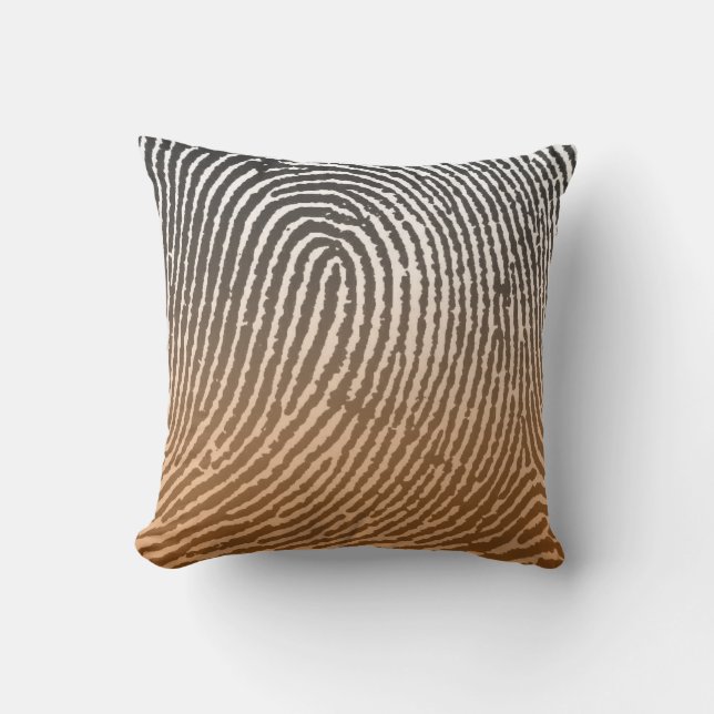 Fingerprint in Brown Throw Pillow (Front)