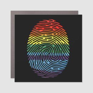 Fingerprint LGBTQ Proud Gay Lesbian Rainbow Pride Car Magnet