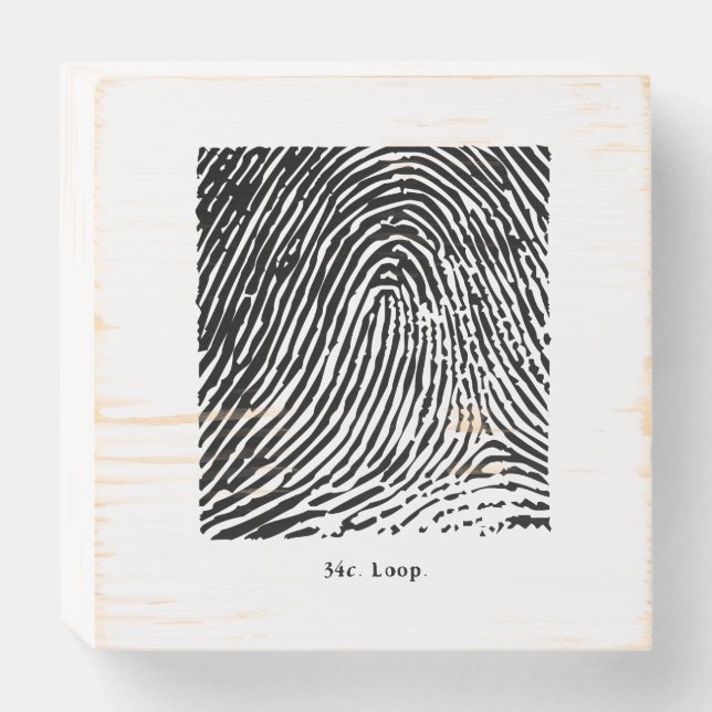 fingerprint loop wooden box sign (Front Horizontal)