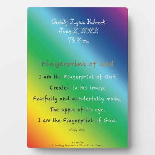 Fingerprint of God Poem Plaque