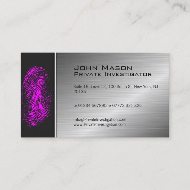 Fingerprint Private Investigator Business Card (Front)