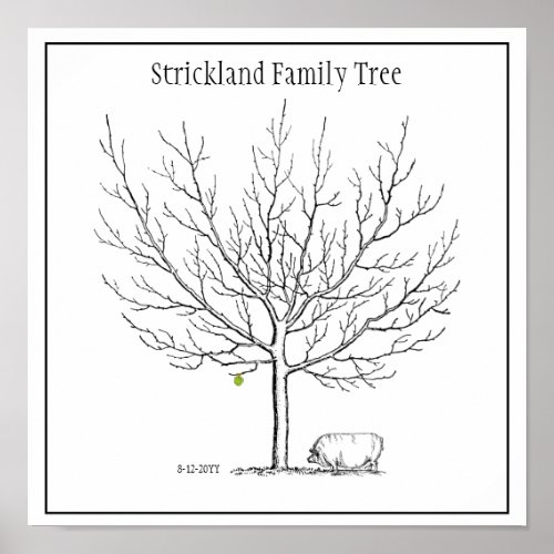 Fingerprint Rustic Hog Family Tree Poster