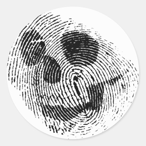 Fingerprint skull classic round sticker