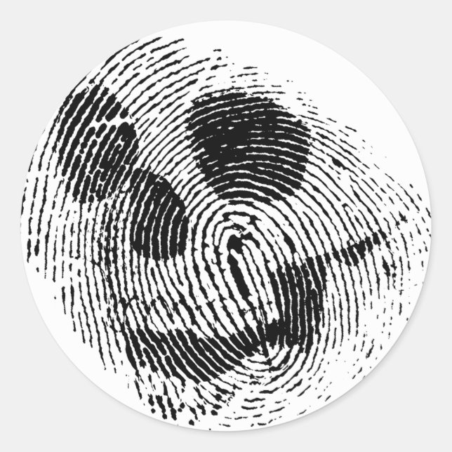 Fingerprint skull classic round sticker (Front)