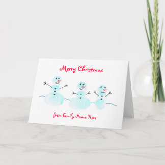 Fingerprint Snowman Christmas Card - Personalize