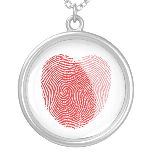 Fingerprint Square Keepsake Charm Silver Plated Necklace (Front)
