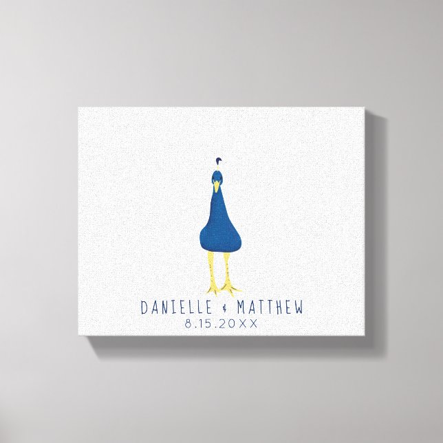 Fingerprint Thumbprint Peacock Tail Wedding Canvas Print (Front)