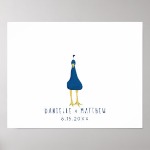 Fingerprint Thumbprint Peacock Tail Wedding Poster