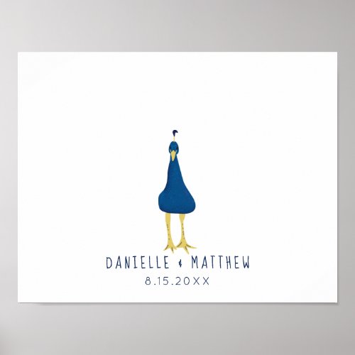 Fingerprint Thumbprint Peacock Tail Wedding Poster