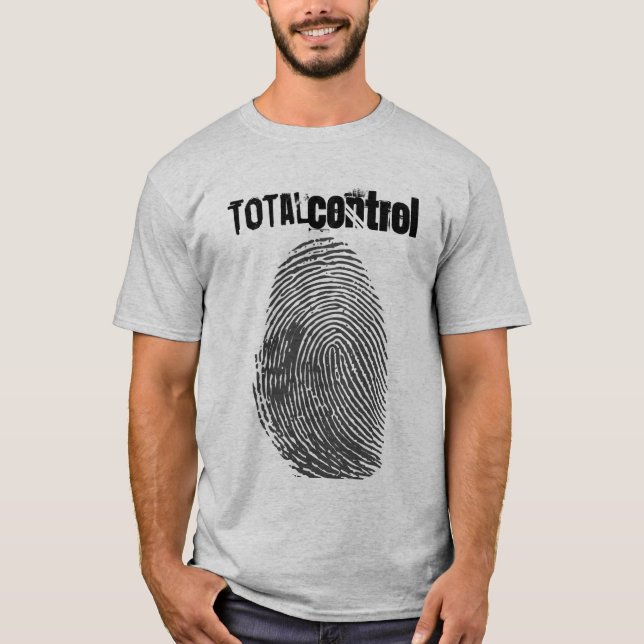Fingerprint "Total Control" Slogan Social Protest  T-Shirt (Front)