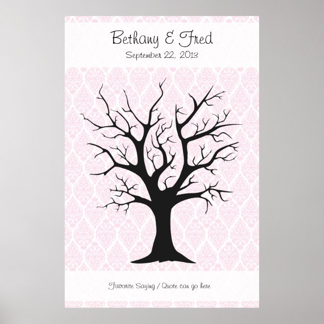Fingerprint Tree C with Damask Pink1 - 40"x60" Poster (Front)